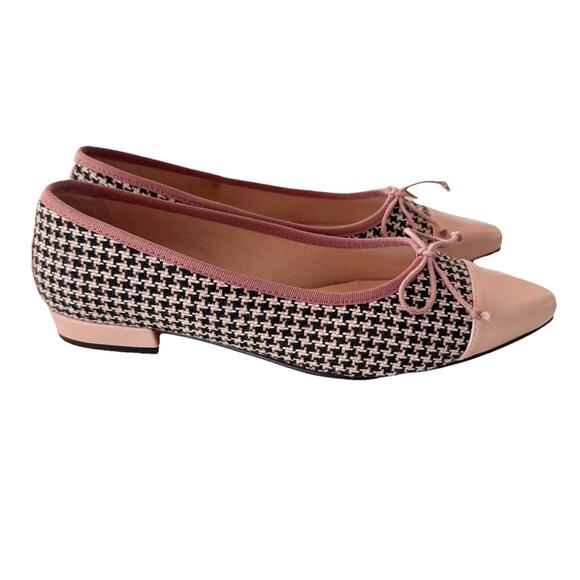 Bisue Ballerinas Houndstooth Flats Anthropologie 40/9 Tweed Pink - Picture 4 of 8